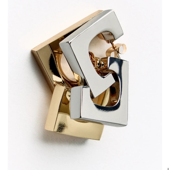 New in Box - NWT Zara Double Square Earrings GOLD / SILVER | 1011/210/881 - Picture 8 of 11